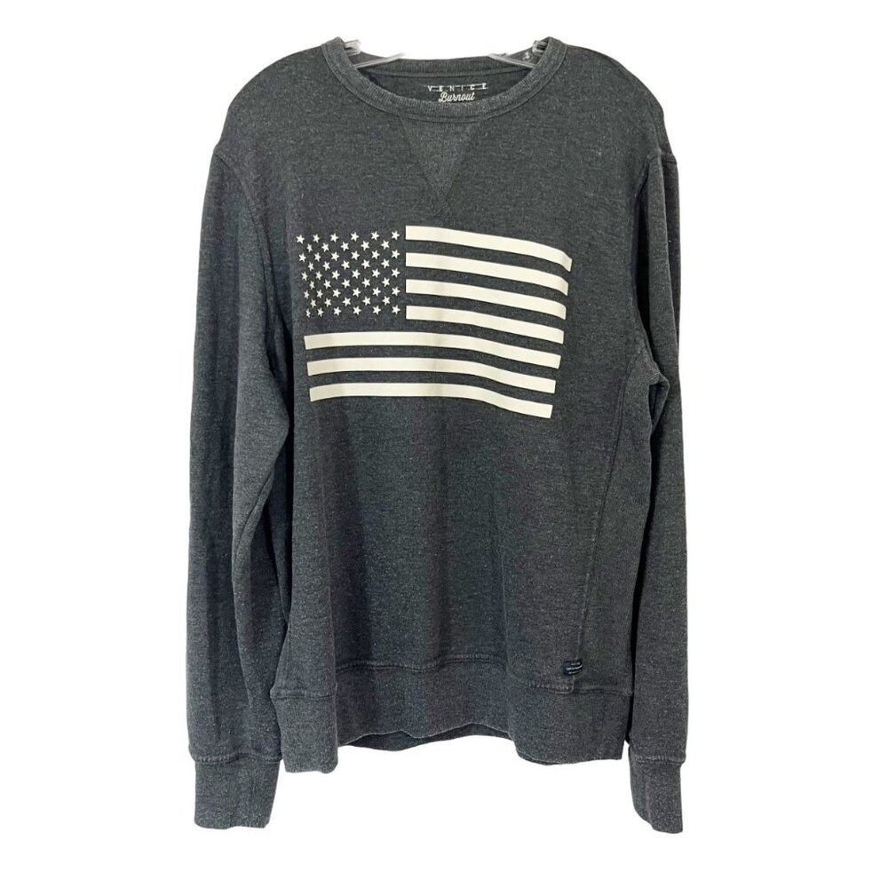 Lucky Brand Venice Burnout‎ Crewneck Sweatshirt USA Flag American - Men's Medium